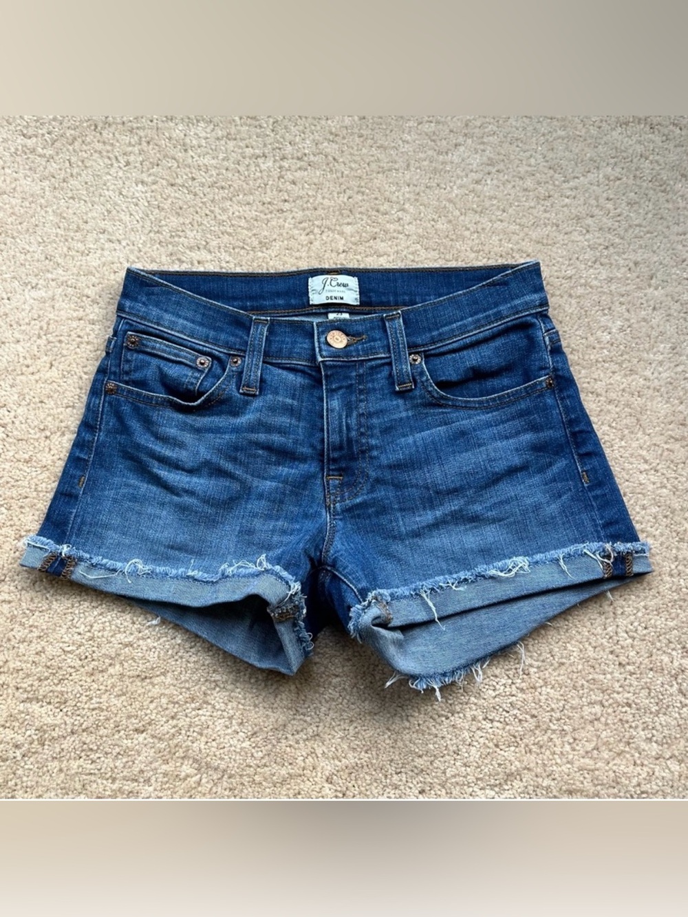 J. Crew Women’s Blue Denim Cuffed Shorts - Size 23 - EUC - Stretch